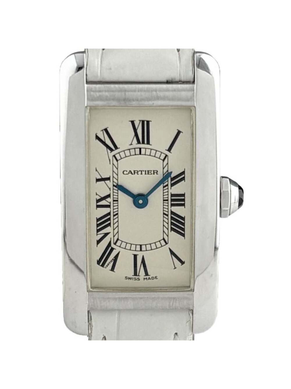 Cartier Tank American Watch WG Leather Quartz Ivory